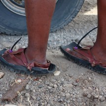 Tire with sandals made with used tires